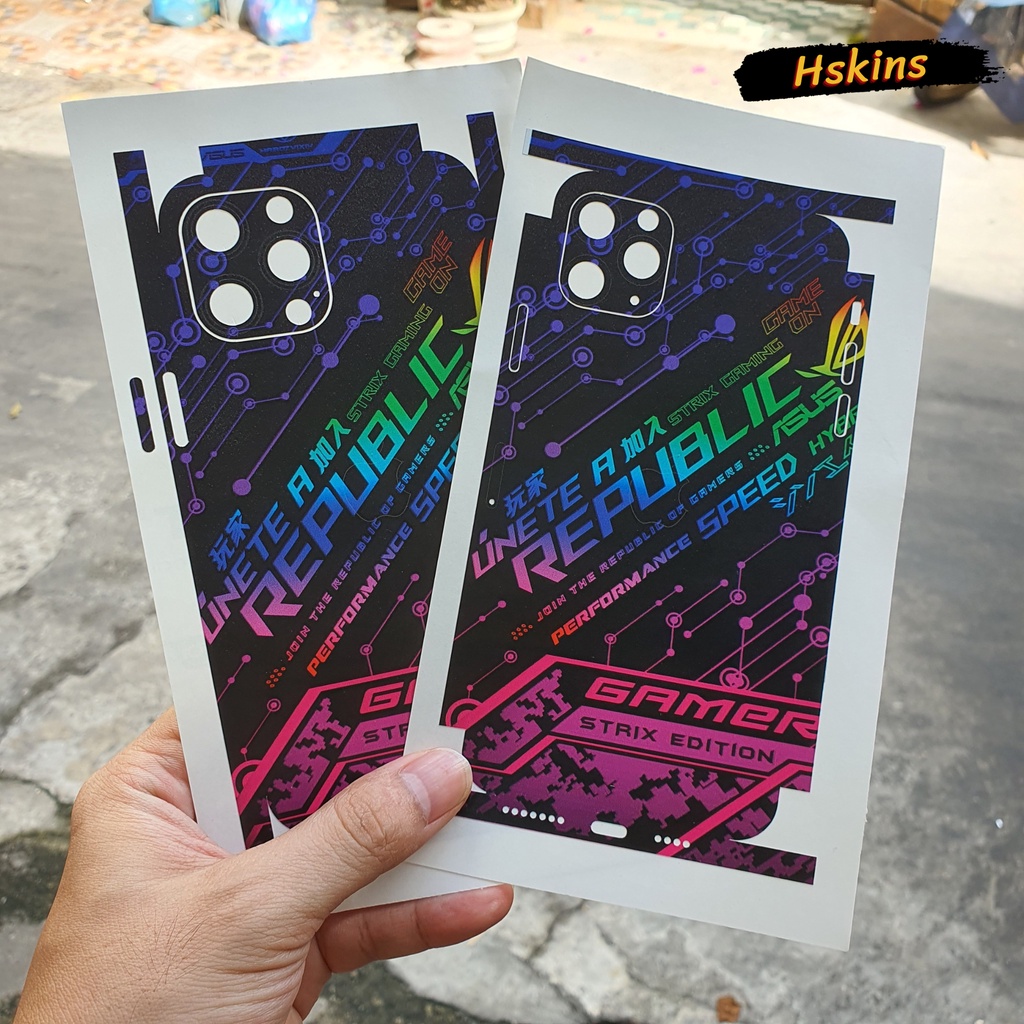 Miếng dán Skin Republic Of Gamers iPhone 14 Pro Max / 13 Pro Max / 12 Pro Max / 11 Pro Max / Xs Max in UV cao cấp