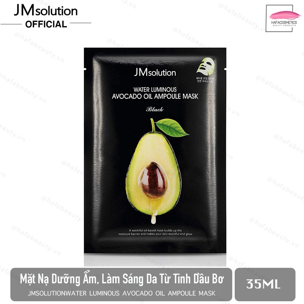 Mặt nạ dưỡng ẩm làm sáng da từ tinh dầu bơ JMSolution Avocado Oil Ampoule Mask Black 35ml