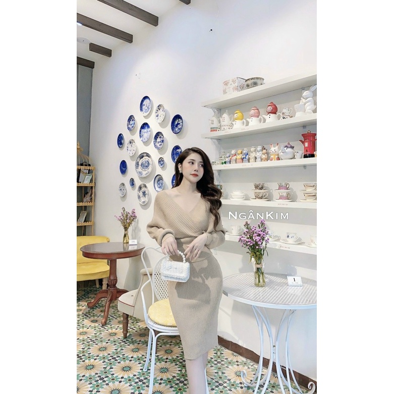 (HÀNG CAO CẤP)Set Váy Len dáng bo QCCC chất mịn đẹp thanh lịch sang trọng dự tiệc | BigBuy360 - bigbuy360.vn