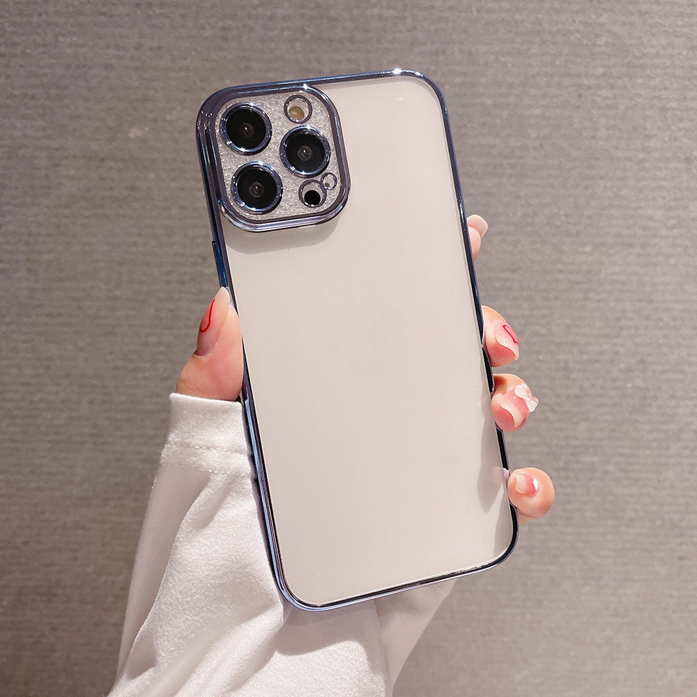 Ốp Điện Thoại Mềm Trong Suốt Lấp Lánh Chống Sốc Bảo Vệ Lens Cho iPhone 14 13 12 11 Pro Max XS XR X 8 7 Plus + SE 2020