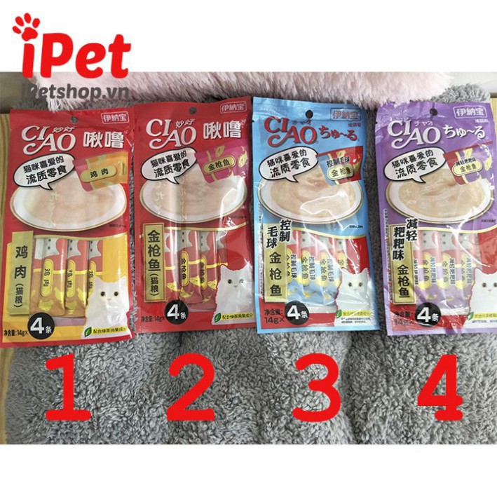 MT FKC Thức Ăn Cho Mèo Dạng Súp Thưởng Pate Ciao Churu Nhiều Vị 12g - iPet Shop 52 MT