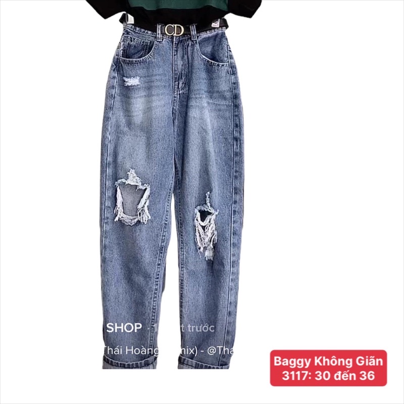 Quần jeans baggy bigsize rách gối