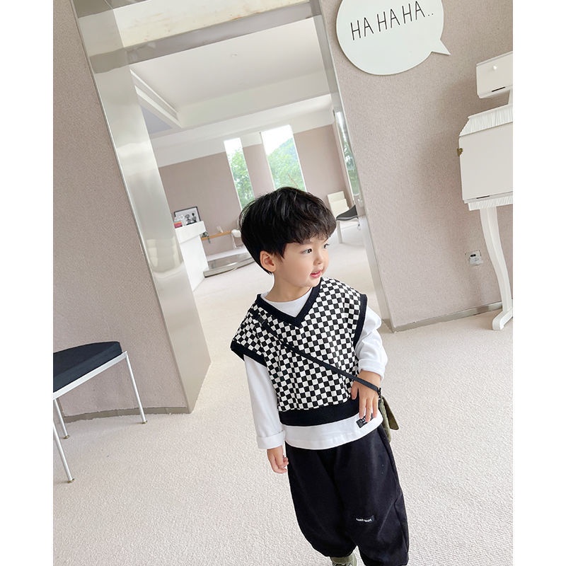 Bộ đồ thời trang mùa thu phong cách Hàn Quốc phương Tây mới 2021 cho bé trai