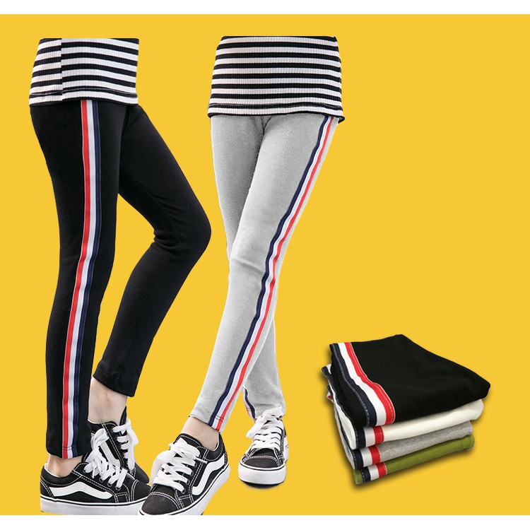 Quần Legging kẻ sọc cho bé gái kiểu dáng xinh xắn Beeshop D20080