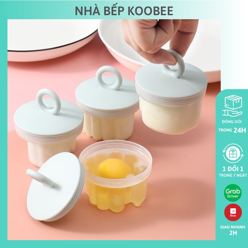 Bộ 4 khuôn hấp trứng, làm bánh flan, làm đậu hũ, pudding cho bé (tặng chổi phết silicon) KOOBEE (AD03)