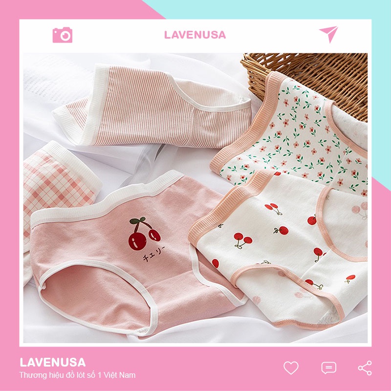 Quần lót nữ cotton kháng khuẩn thoáng khí họa tiết đáng yêu LAVENUSA QL59