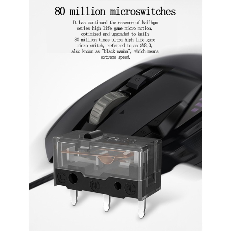 IOR* 4Pcs Original Kailh GM 8.0 Mouse Micro Switch Micro Button 80 Million Click Life