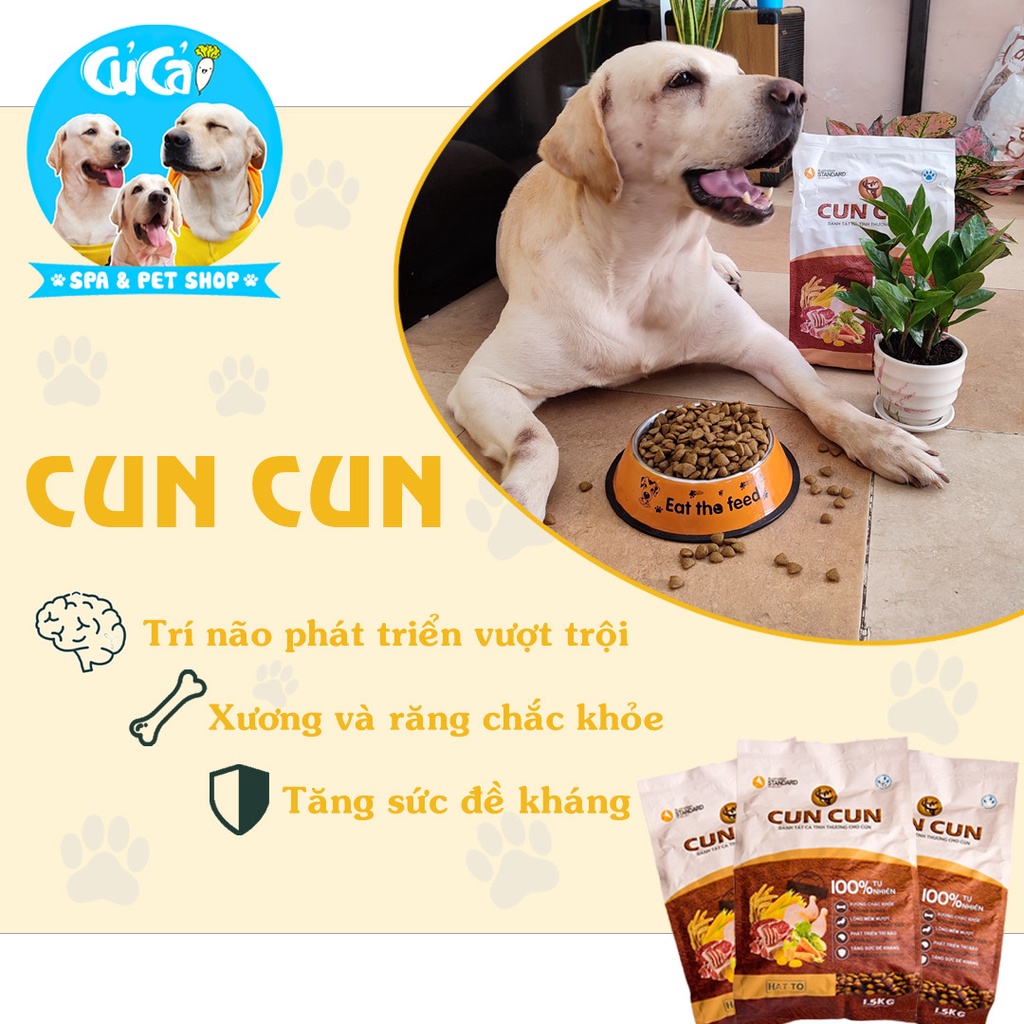 Hạt cho chó CunCun 1,5kg dạng hạt tươi, thức ăn hạt cho chó bổ sung đầy đủ dinh dưỡng cho cún - Củ Cải Pet Shop