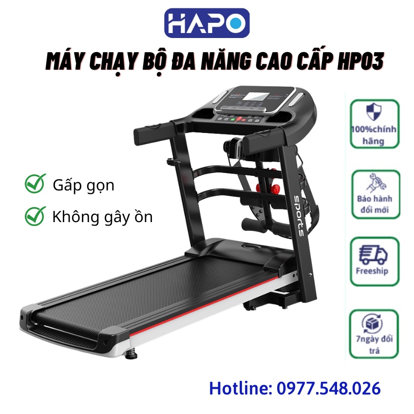 Máy Chạy Bộ Đa Năng Gấp Gọn Hapo, Máy Tập Thể Dục Tại Nhà Gấp Gọn Có Đai massage giảm mỡ Bảo Hành 1 năm HP03