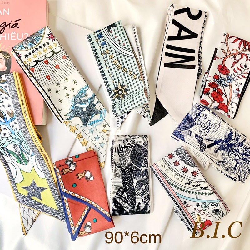 Khăn lụa satin đa năng hoạ tiết độc đáo với nhiều kích thước JOLI Clothing
