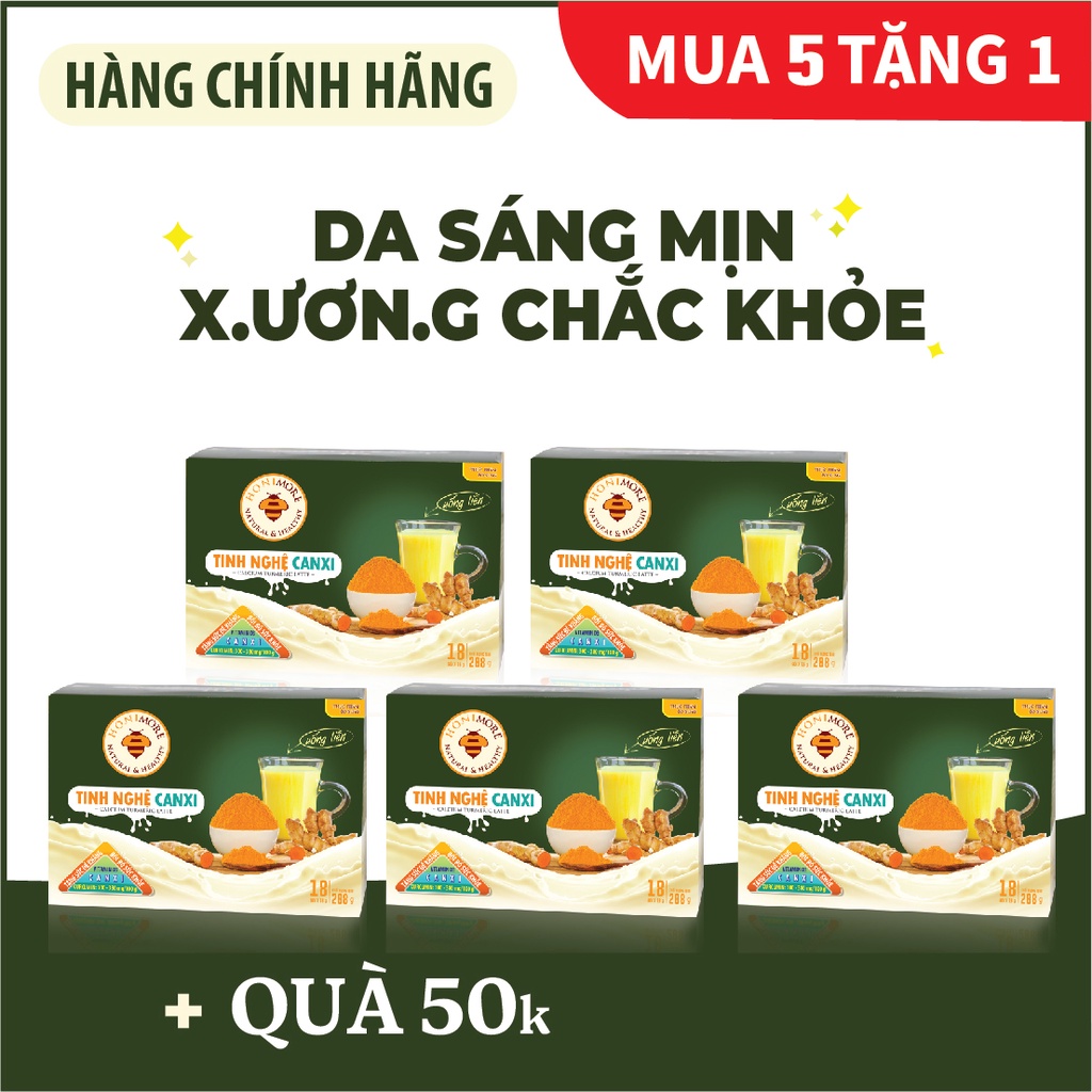 [MUA 5 TẶNG 1] Tinh bột nghệ Canxi Honimore 288g - tốt cho xương, làm đẹp da, tốt cho dạ dày.