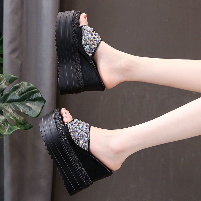 Dép đế xuồng 12cm hở mũi thời trang dành cho nữ