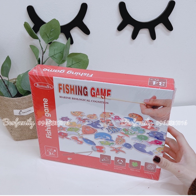 Đồ Chơi Câu Cá Bằng Gỗ 34 Sinh Vật Biển Có Nam Châm Cho Bé 2 3 4 Tuổi Phát Triển Vận Động - BEOFAMILY