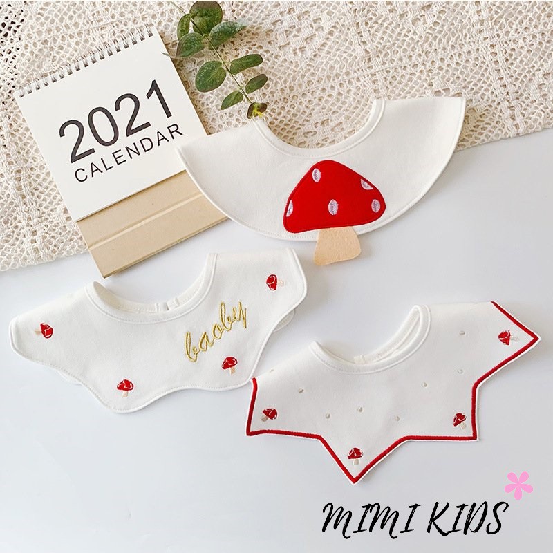 Set 3 yếm cổ tròn Cotton cao cấp chống thấm nước phong cách Hàn Quốc Mimi Kids cho bé YC01