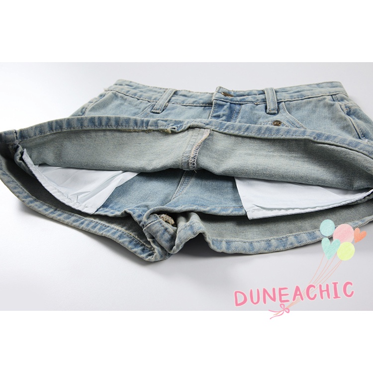 DUNEA Quần Short Denim Dáng Chữ A Thiết Kế Quyến Rũ Cho Nữ