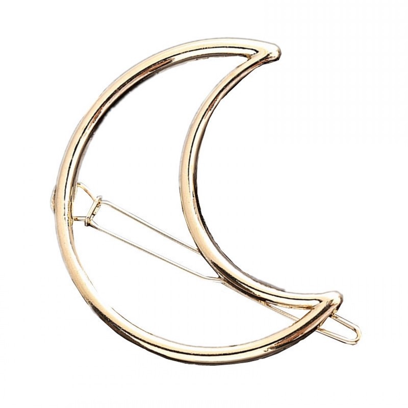 Kẹp tóc kim loại hình mặt trăng ngôi sao thời trang đơn giản cho nữ