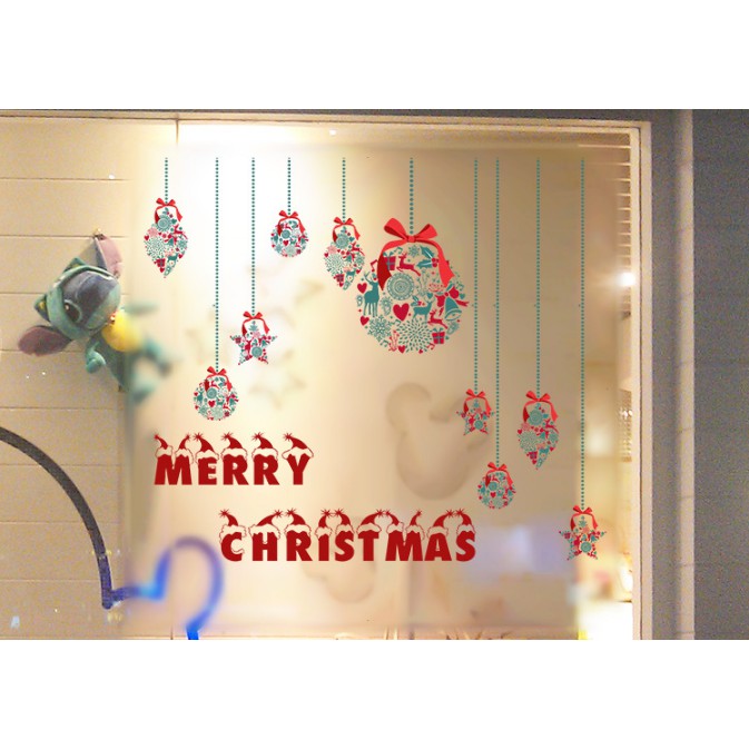 Decal dán kính cao cấp - Rèm dây Merry Christmas