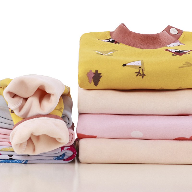 Set quần áo bé gái, bé trai Cotton lót nỉ, Bộ quần áo trẻ em thu đông hàng Quảng Châu cao cấp BT07