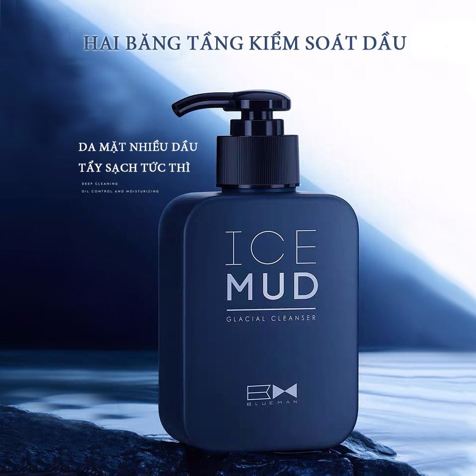 Sữa Rửa Mặt Cho Nam Ice Mud BLUEMAN Ngăn Ngừa Mụn Làm Sáng Da_HÀNG NHẬP KHẨU