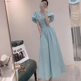 Bộ áo tay phồng + chân váy phong cách hàn quốc thời trang mùa hè mới cho nữ 2021