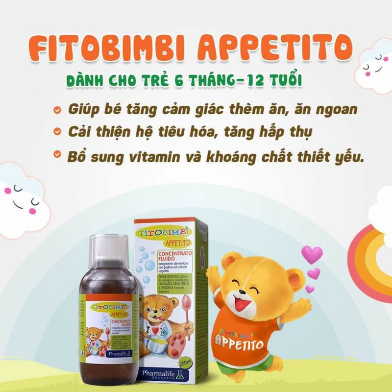 Fitobimbi APPETITO Giúp trẻ Ăn ngon, hỗ trợ tăng cường sức khỏe (Chai 200ml)