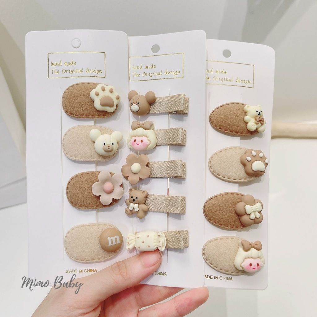 Set kẹp tóc cho bé gái gắn hình con vật siêu dễ thương KT34 Mimo Baby