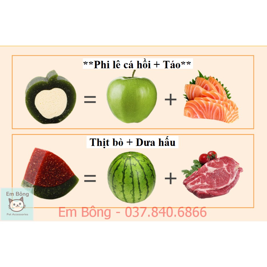 Bánh thưởng trái cây VegeBrand vị Táo, Dưa hấu, Cá hồi , Thịt bò 🍉🍎🐟🐮