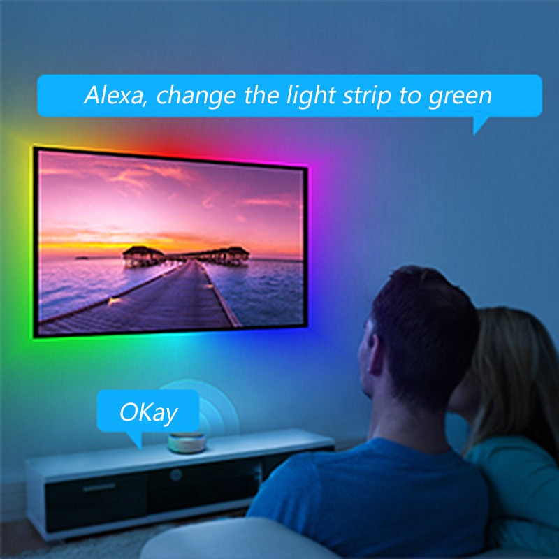 Dải Đèn Led 2.8m Cổng Usb Tv Rgb Wifi Thông Minh Cho Màn Hình 40-60 Inch Hdtv Pc  điều khiển giọng nói