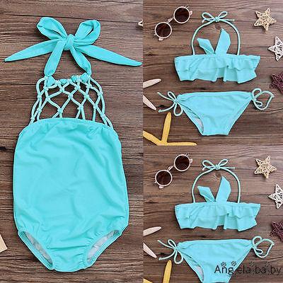hღ✯Mới Xanh Trẻ Em Bé Gái Tankini Bikini Bộ Đồ Bơi Đồ Bơi Tắm Đi Biển