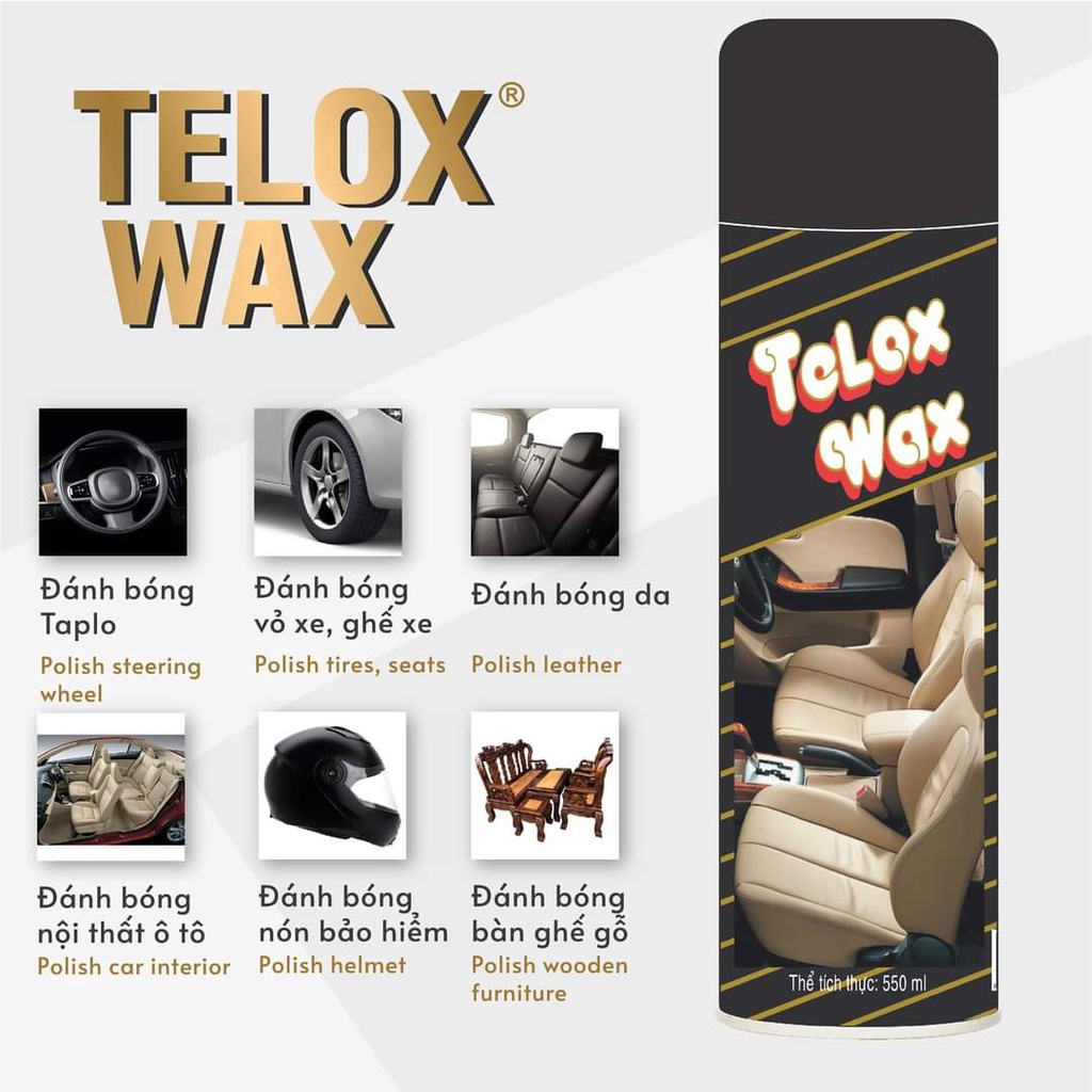 Bình xịt đánh bóng - Dung dịch đánh bóng đa năng chống bạc màu Telox Wax 550 ml - Clear B shop