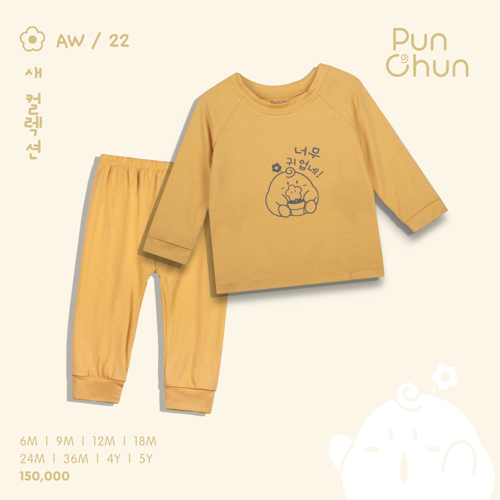 [PUNCHUN] Bộ quần áo dài tay raglan cho bé Punchun vàng