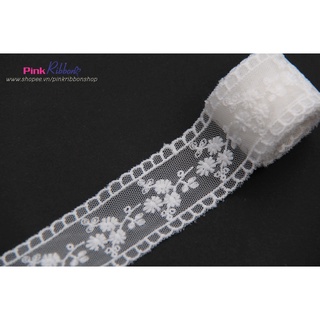 Ren trắng mỏng 3.5cm, nguyên liệu thủ công phụ liệu may mặc, phụ kiện tóc