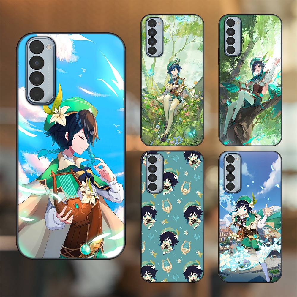 Ốp lưng Oppo Reno 4 Pro viền đen in hình Venti Genshin Impact