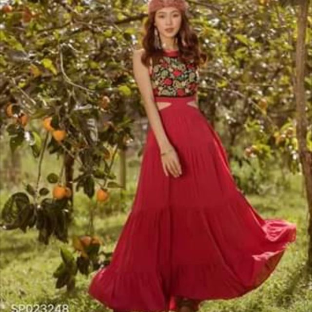 Đầm đỏ sò vintage