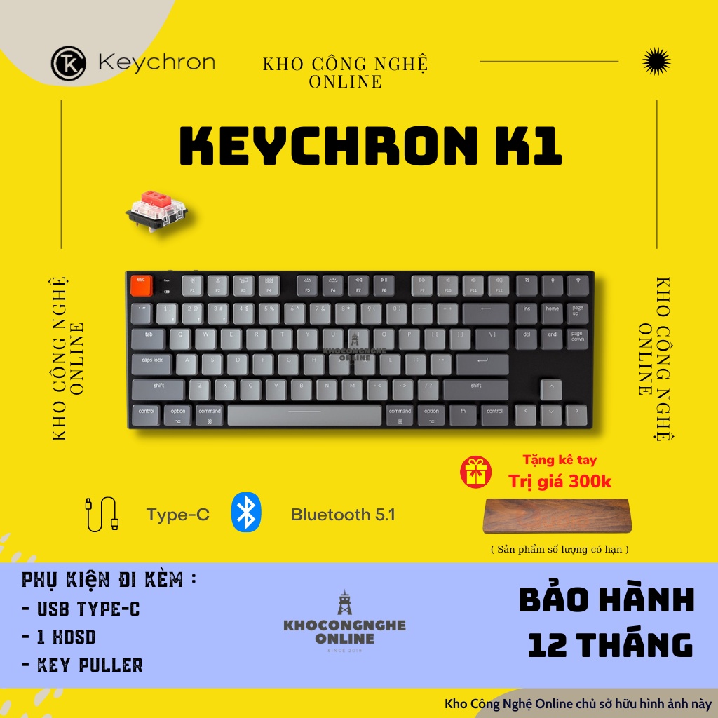 [Mã 151ELSALE hoàn 7% đơn 300K] Keychron K1 - Bàn phím cơ Keychron K1 (Version 4)