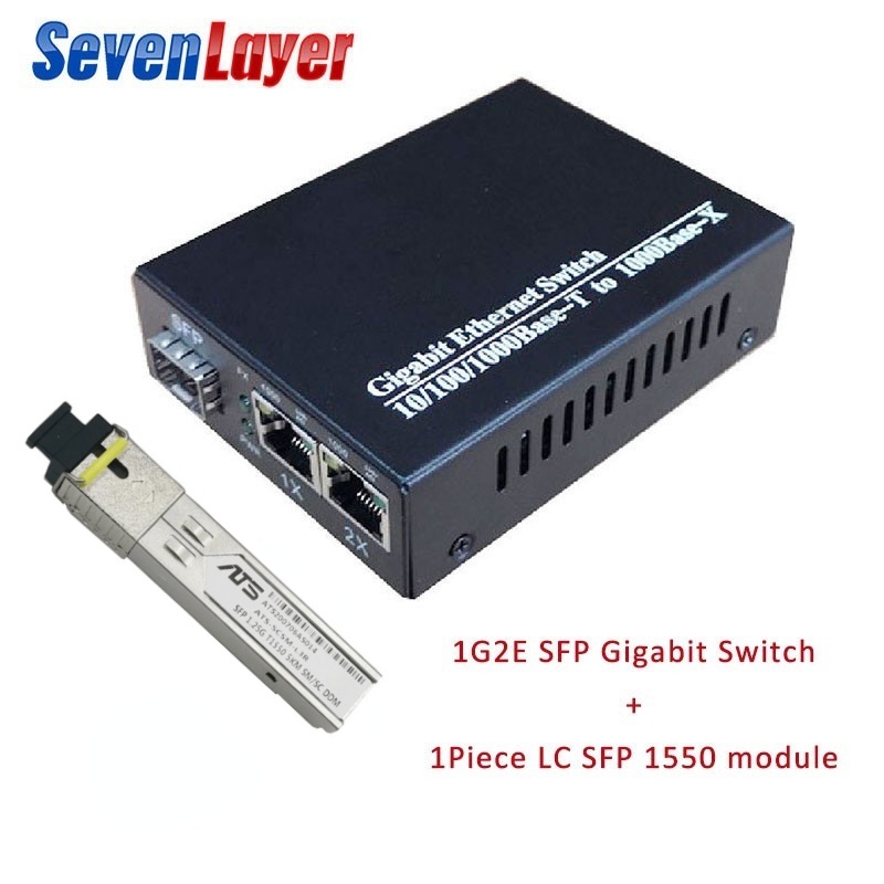 Dây Cáp Chuyển Đổi gigabit media 1 sfp Sang 2 rj45 UTP gigabit Cho camera ip 10 / 100 / 1000M