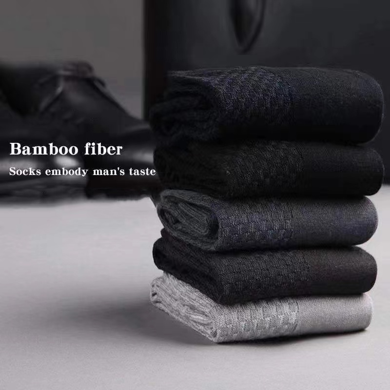 Set 5 Đôi Vớ Sợi Tre Thoáng Khí Thấm Hút Mồ Hôi Size 38-45 Cho Nam