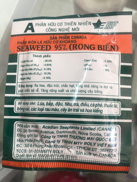 Phân hữu cơ thiên nhiên Rong biển- gói 10 gam