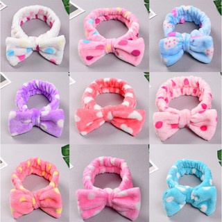 Băng đô rửa mặt bờm cài tóc turban dễ thương cute tai thỏ mèo tuần lộc gấu vải nhung nơ cho bé gái nam nữ
