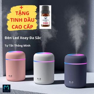 [Hàng Cao Cấp] Máy Khuếch Tán Tinh Dầu Máy Phun Tinh Dầu -Phun Sương Ô Tô Nhà Ở- Đèn Led Xoay Đa Sắc 300ml Phun Mạnh 8h