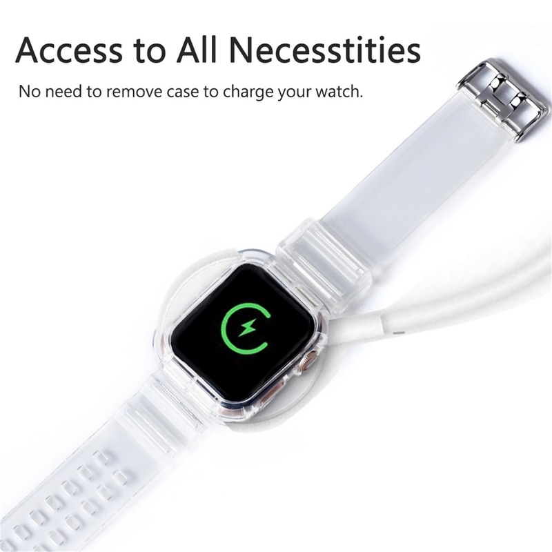 Dây silicone Trong Suốt Đeo Đồng Hồ Thông Minh Apple Watch 7 6 SE 5 4 3 2 1 40mm 44mm 42MM 41MM 45MM