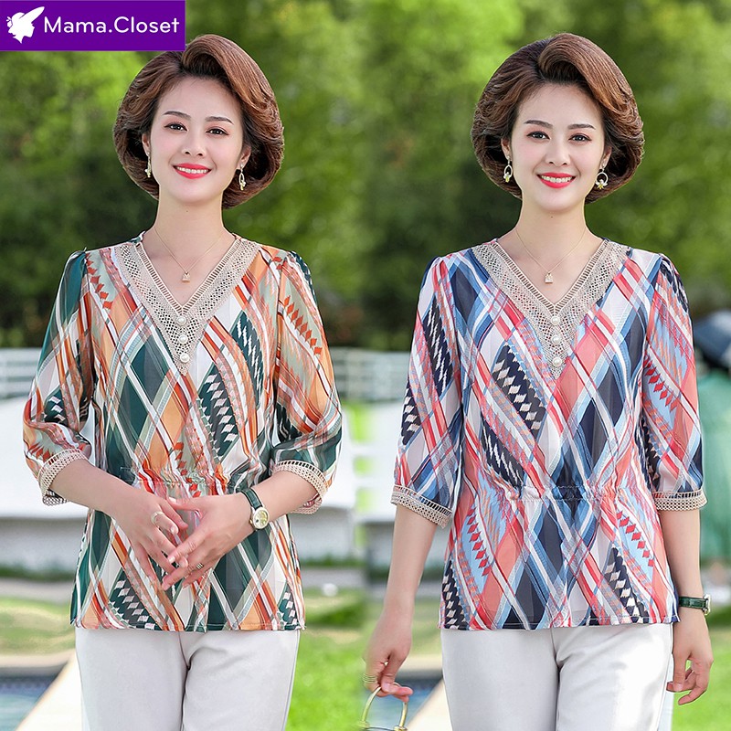 #Y615 SALE SIÊU RẺ MÃU ÁO CHO NGƯỜI TRUNG NIÊN HOT NHẤT 2021, ÁO VOAN 3D CỔ HỌA TIẾT CÚC SIÊU XINH &lt;3