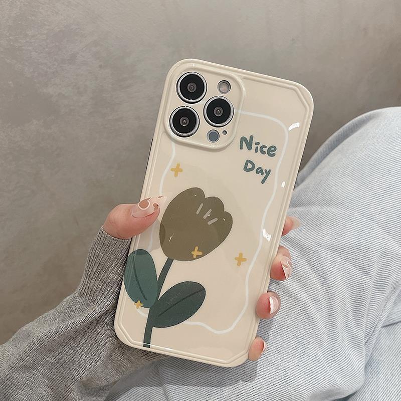 Ốp Lưng Điện Thoại Họa Tiết Hoa Màu Trắng Cho Iphone