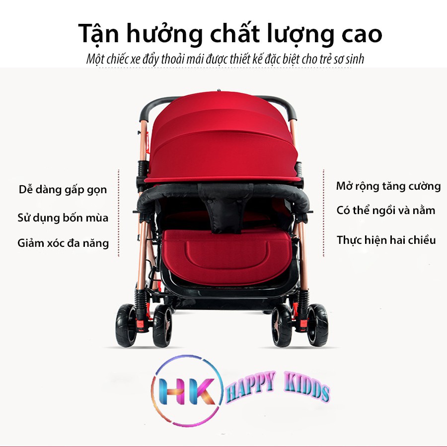 Xe đẩy đi bộ 2 chiều 3 tư thế cao cấp cho bé, bánh hơi có giảm sóc, bảo hành 24 tháng