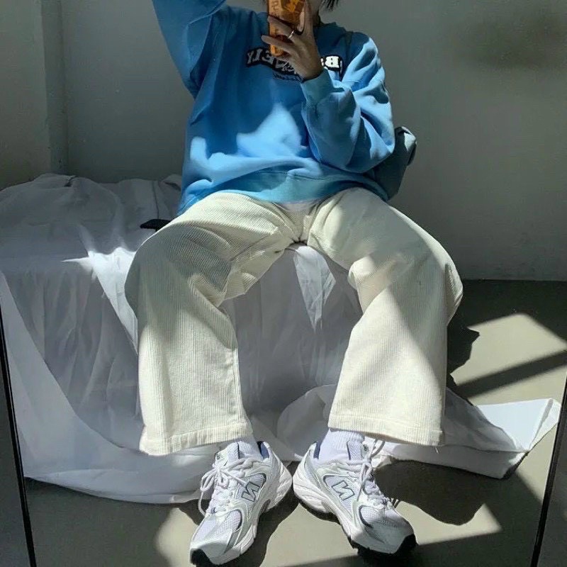 Quần ống rộng lưng cao Ulzzang nhung tăm dáng suông Unisex - Sayhey Clothing | BigBuy360 - bigbuy360.vn