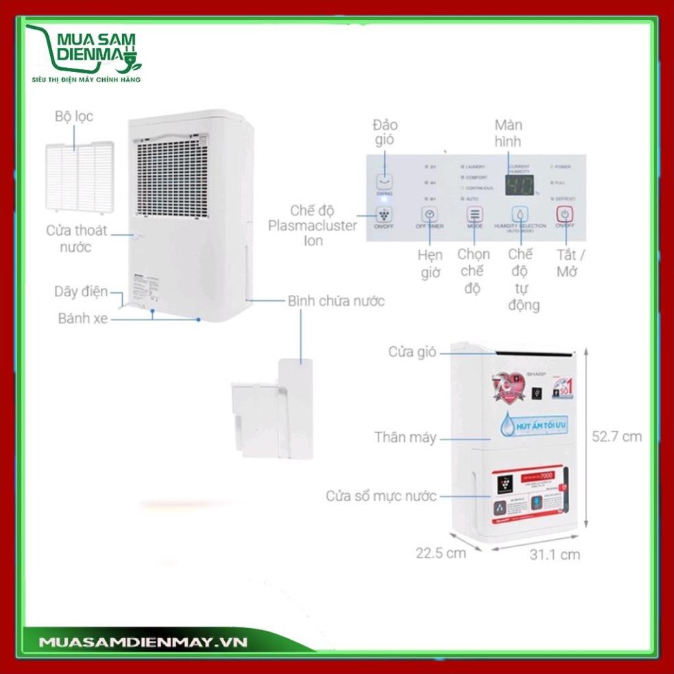 Máy lọc không khí và tạo ẩm Sharp DW-D12A-W - Hàng chính hãng