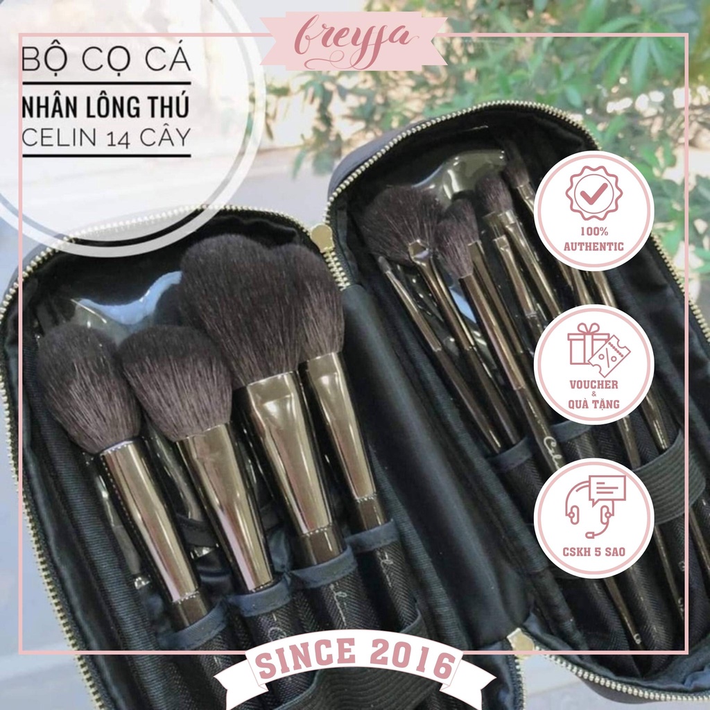 Bộ cọ Celin make up cá nhân lông thú chính hãng 15 cây -  Lông cọ đẹp, mềm mịn kèm bao da Celin - FREYJA.STORE