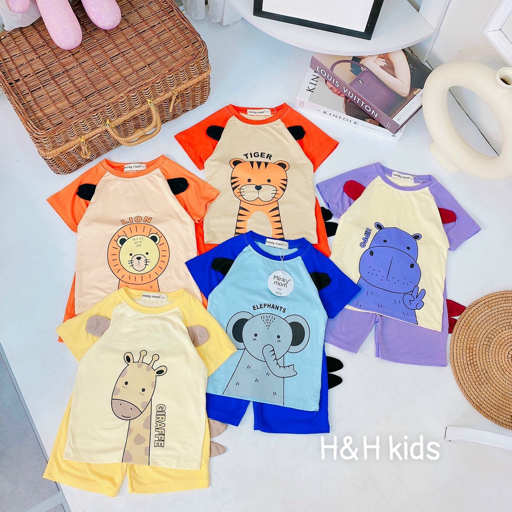 Đồ bộ MINKY MOM size đại cho bé trai bé gái cộc thun, bộ quần áo trẻ em monky mặc nhà cho bé 1 2 3 4 5 6 7 tuổi BC034