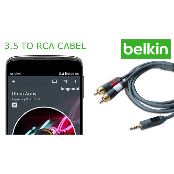 Dây cáp 3.5" ra AV Belkin chất lượng cao | Đồng OFC 99,999% | 1.8m