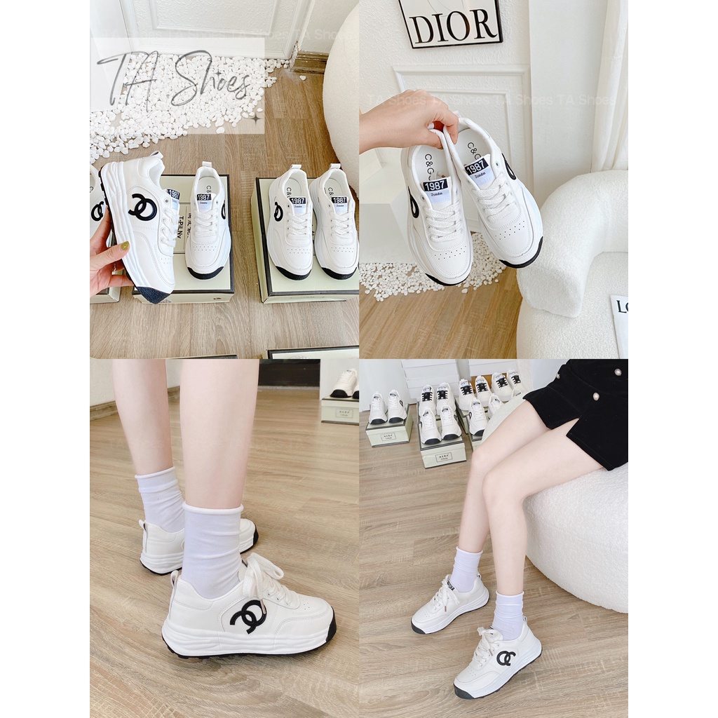 Giày thể thao nữ sneaker màu trắng dáng đẹp đế bằng cổ thấp ,em này đi bao êm và siêu thoải mái luôn nha mọi người
